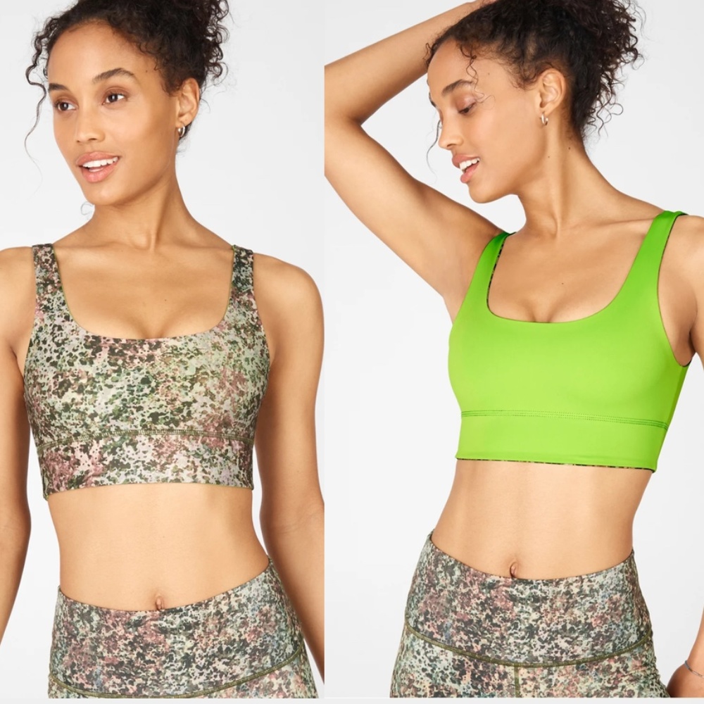 Fabletics Harlyn Reversible Sports Bra Earthen Lime Green Citrus XS